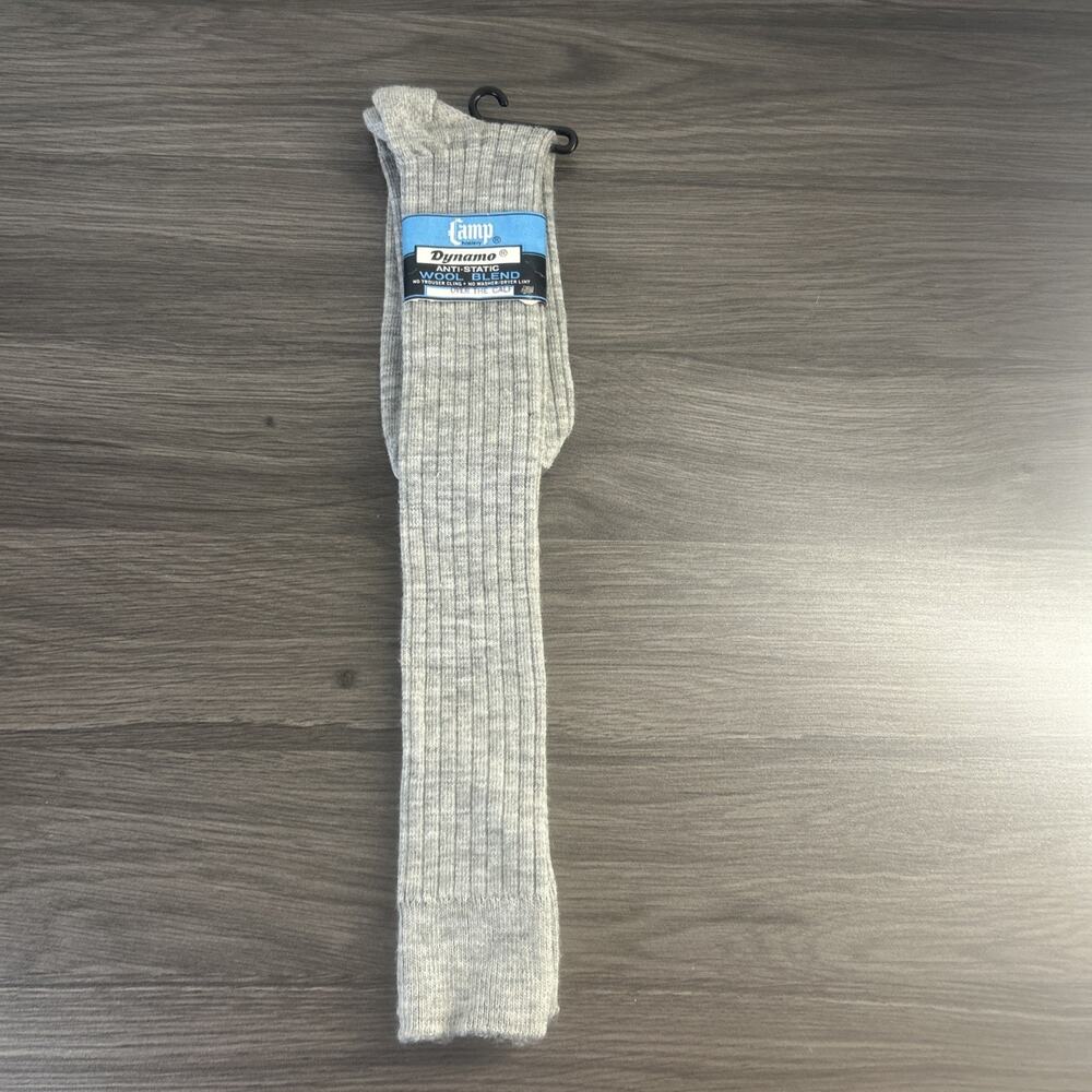 Camp Dynamo Wool Blend Socks Gray Over the Calf Vintage 1980s USA Size 10-13